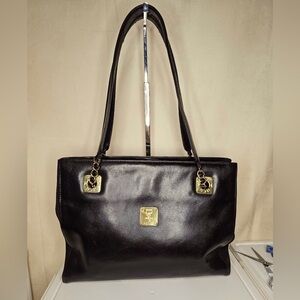 MCM black leather tote